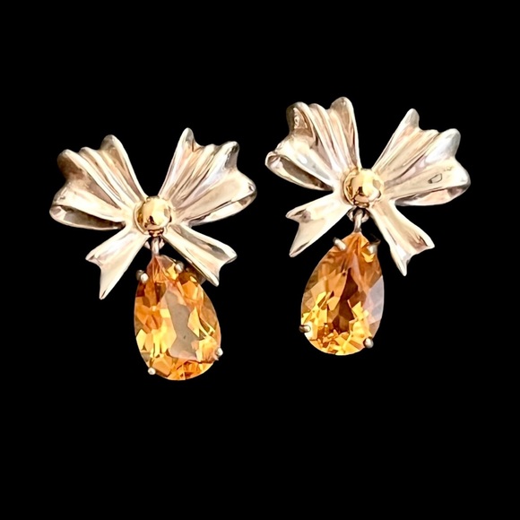 Tiffany & Co. Jewelry - 🔴SOLD🔴 Tiffany & Co. 18k gold sterling silver and citrine bow earrings RARE